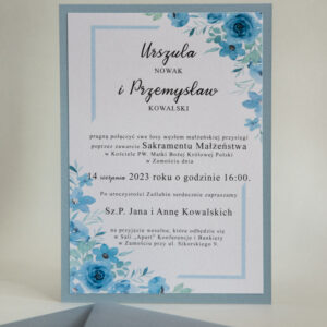 Zaproszenie na ślub florals dusty blue