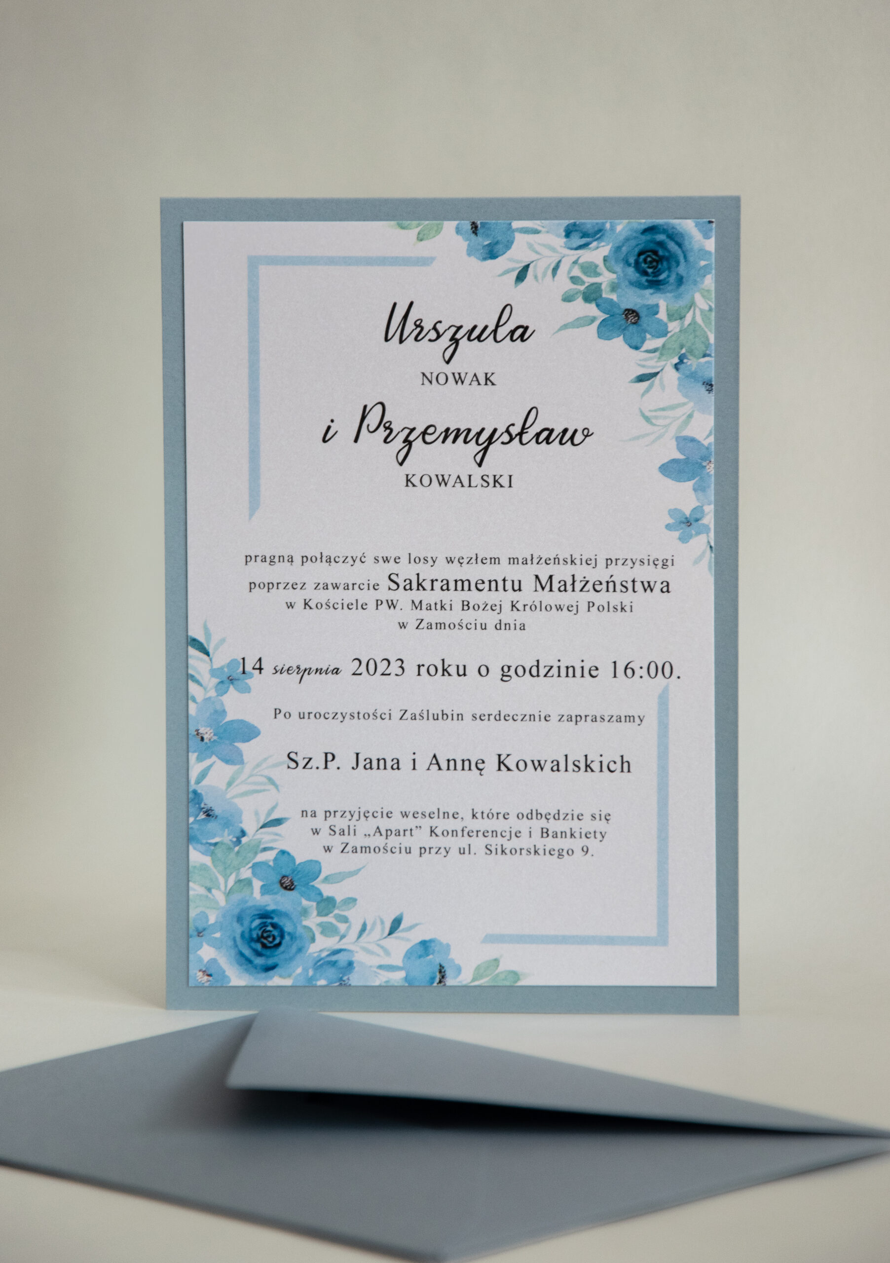 Zaproszenie na ślub florals dusty blue